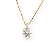 Timeless 2 Ct Elongated Cushion Cut Lab Diamond Four Prongs Pendant Necklace - LGG Jewelry